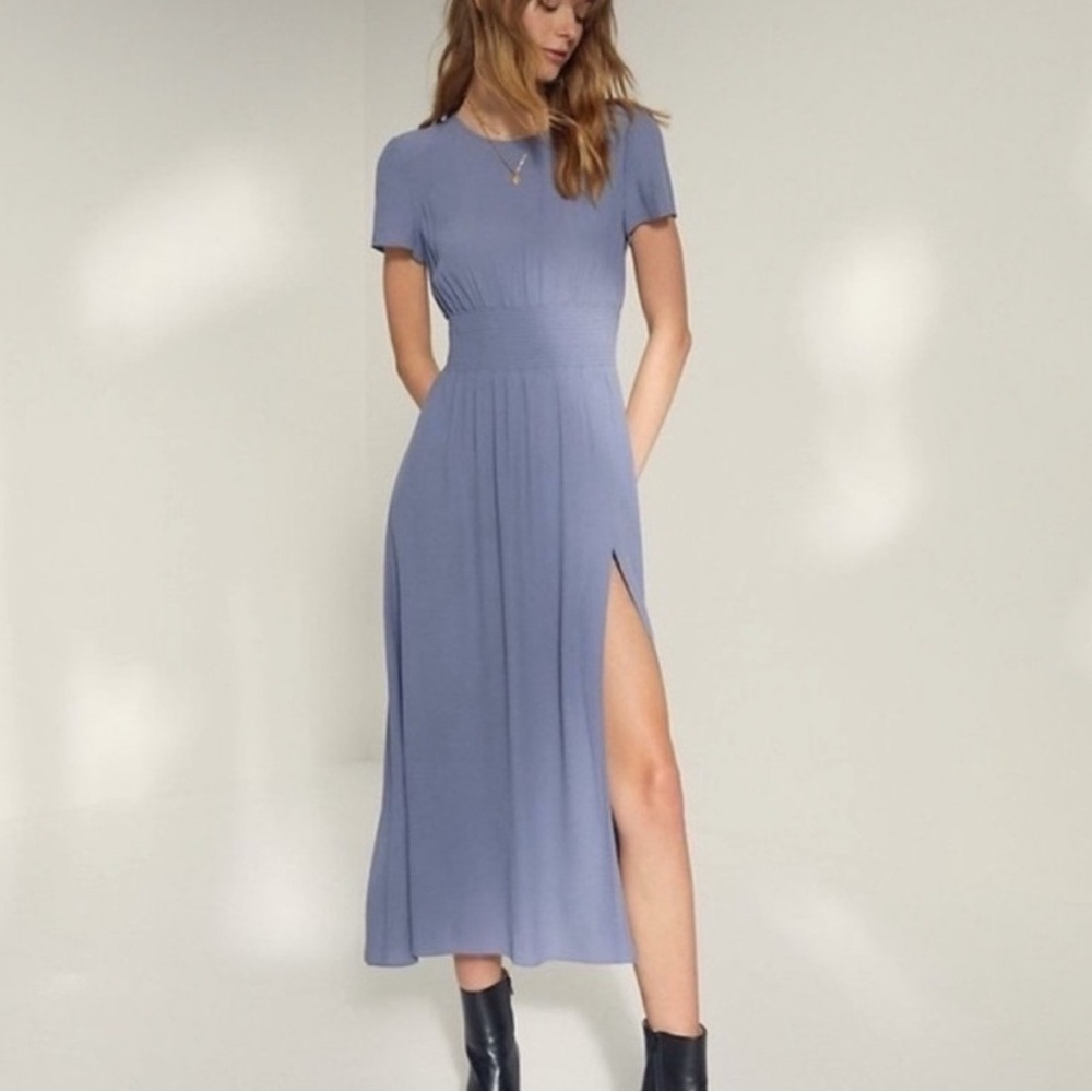 Aritzia Wilfred Maxime midi ruched dress size Small